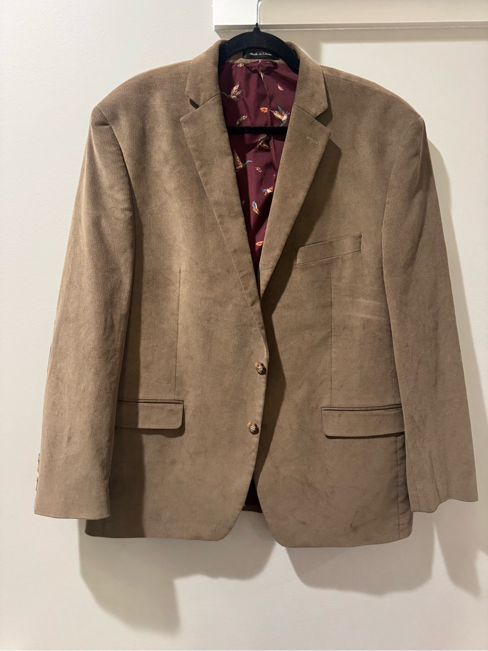 Lauren Ralph Lauren 44R Tan Corduroy Blazer Suede Elbow Mallard Duck Lining